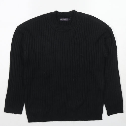 Marks and Spencer Womens Black Round Neck Polyester Pullover Jumper Size S