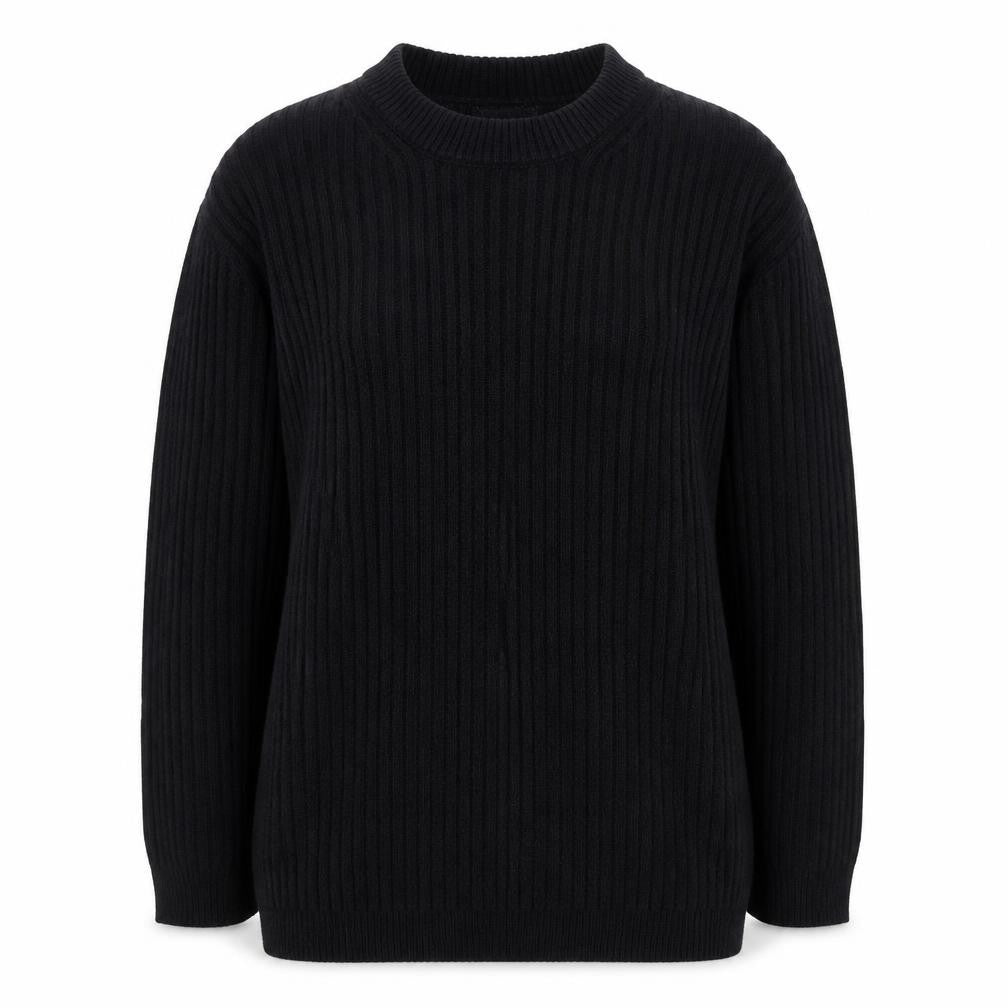 Front view of Marks & Spencer women’s black round neck polyester jumper, size S