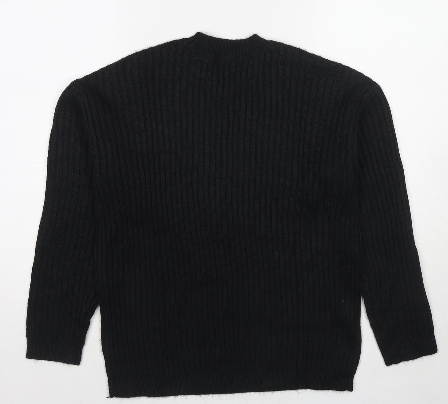 Marks and Spencer Womens Black Round Neck Polyester Pullover Jumper Size S