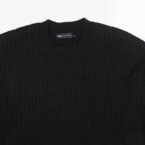 Marks and Spencer Womens Black Round Neck Polyester Pullover Jumper Size S