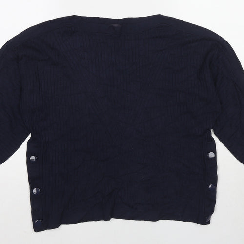 Marks and Spencer Womens Blue Round Neck Viscose Pullover Jumper Size M