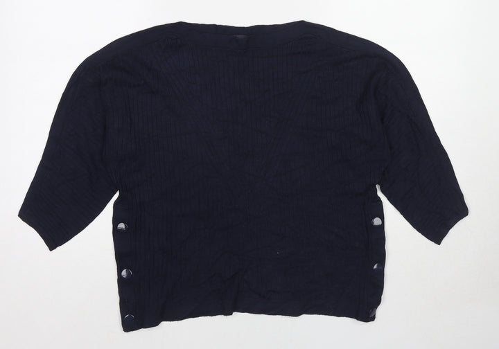 Marks and Spencer Womens Blue Round Neck Viscose Pullover Jumper Size M