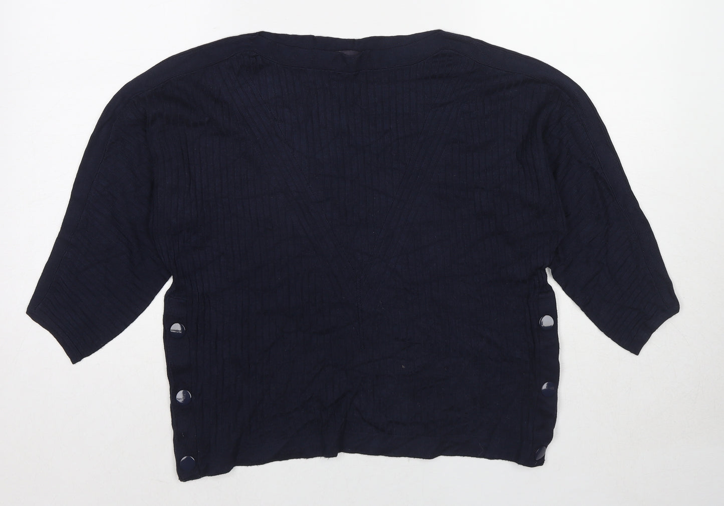 Marks and Spencer Womens Blue Round Neck Viscose Pullover Jumper Size M