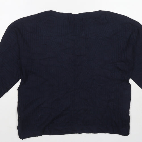 Marks and Spencer Womens Blue Round Neck Viscose Pullover Jumper Size M