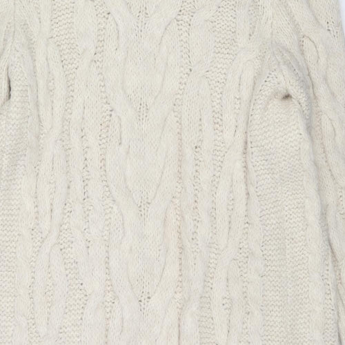 Zara Womens Beige V-Neck Acrylic Cardigan Jumper Size M