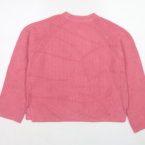 Marks and Spencer Womens Pink Round Neck Cotton Pullover Jumper Size M