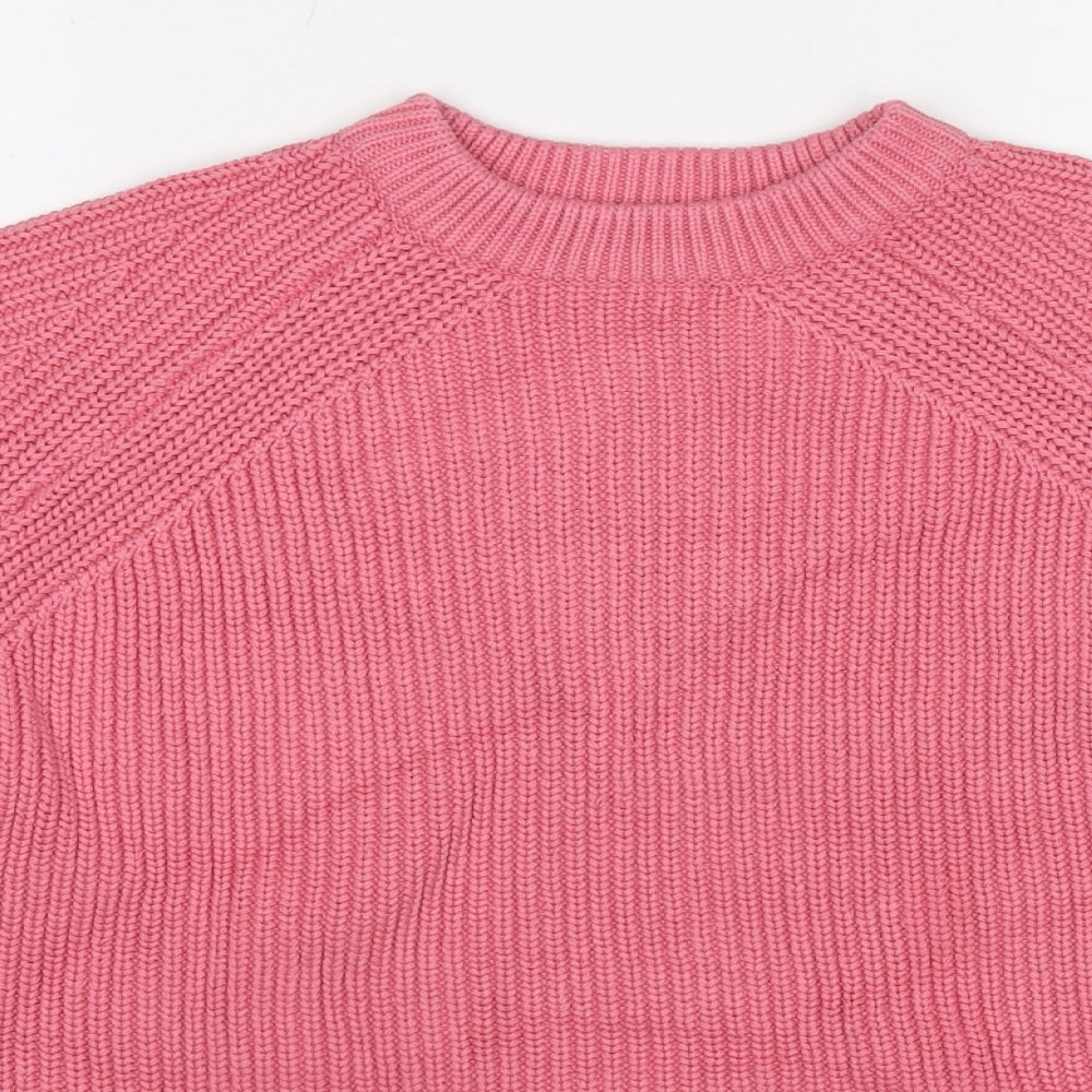 Marks and Spencer Womens Pink Round Neck Cotton Pullover Jumper Size M