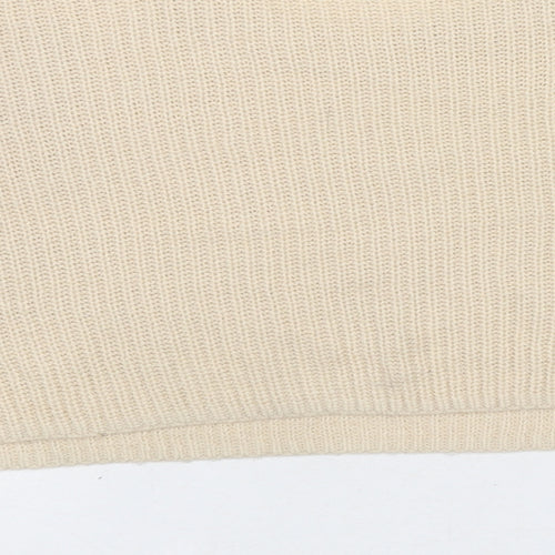 Missguided Womens Beige Round Neck Acrylic Pullover Jumper Size S - Size S-M Cropped
