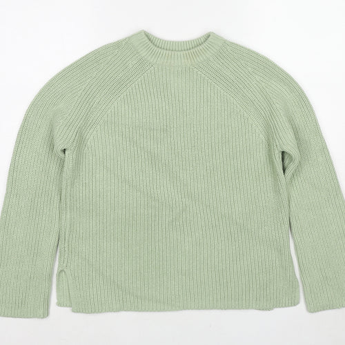 Marks and Spencer Womens Green Round Neck Cotton Pullover Jumper Size S