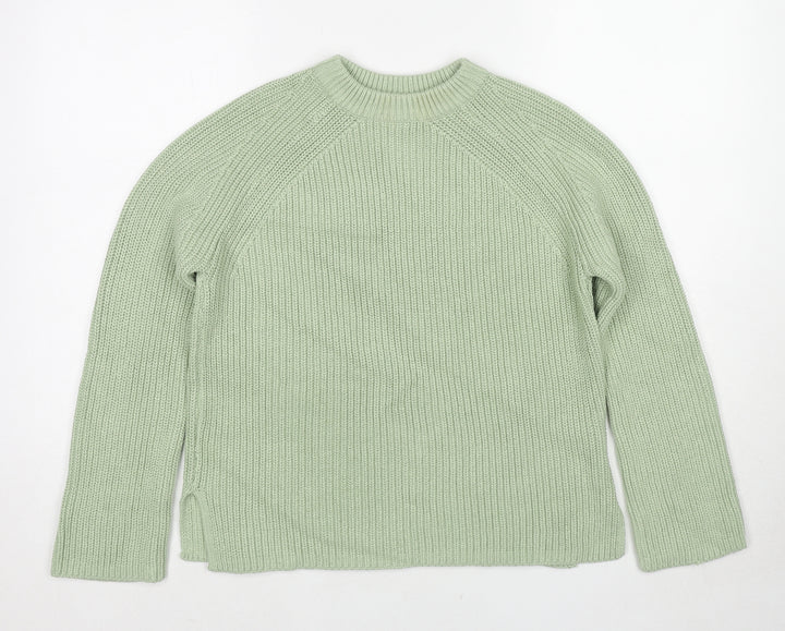 Marks and Spencer Womens Green Round Neck Cotton Pullover Jumper Size S
