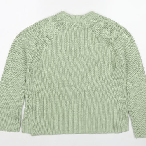 Marks and Spencer Womens Green Round Neck Cotton Pullover Jumper Size S