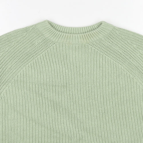 Marks and Spencer Womens Green Round Neck Cotton Pullover Jumper Size S