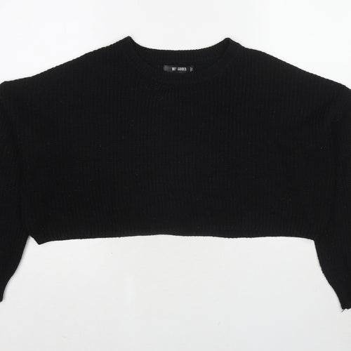 Missguided Womens Black Round Neck Polyester Pullover Jumper Size S - Size S-M Cropped