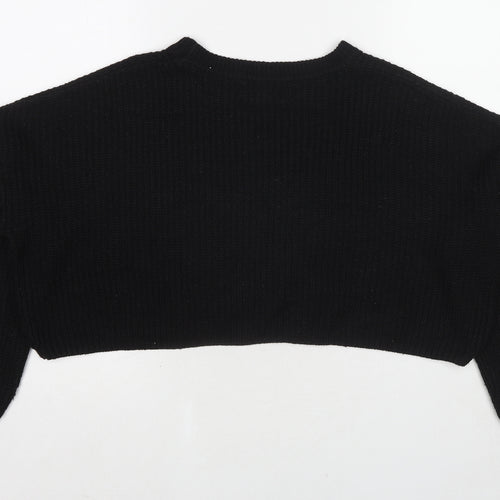Missguided Womens Black Round Neck Polyester Pullover Jumper Size S - Size S-M Cropped