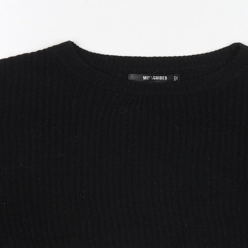 Missguided Womens Black Round Neck Polyester Pullover Jumper Size S - Size S-M Cropped