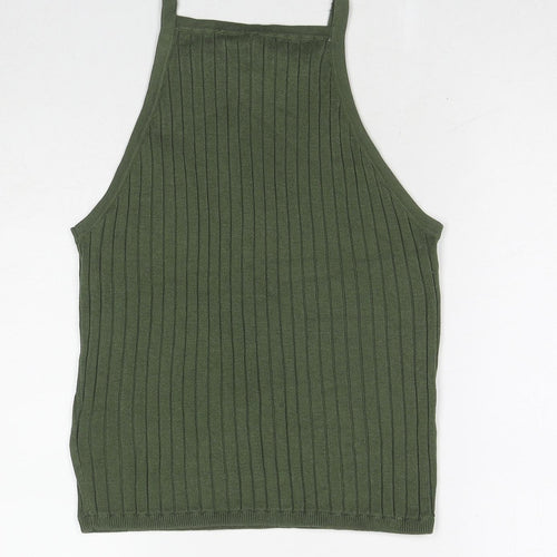 Divided by H&M Womens Green Acrylic Basic Tank Size M Square Neck - Ribbed