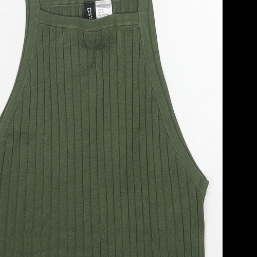 Divided by H&M Womens Green Acrylic Basic Tank Size M Square Neck - Ribbed