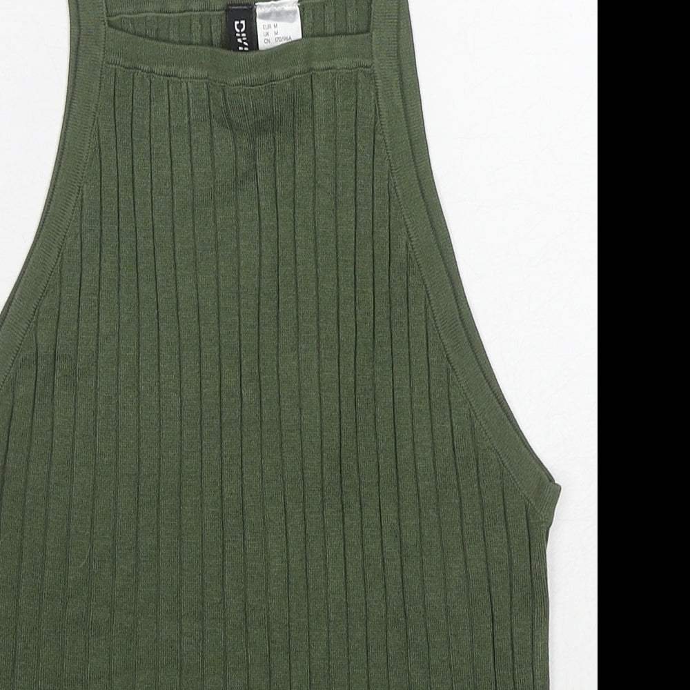 Divided by H&M Womens Green Acrylic Basic Tank Size M Square Neck - Ribbed