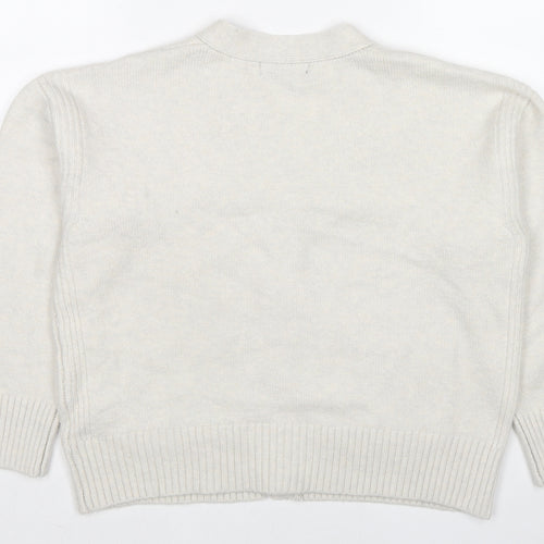 Marks and Spencer Womens Ivory V-Neck Polyester Cardigan Jumper Size XS