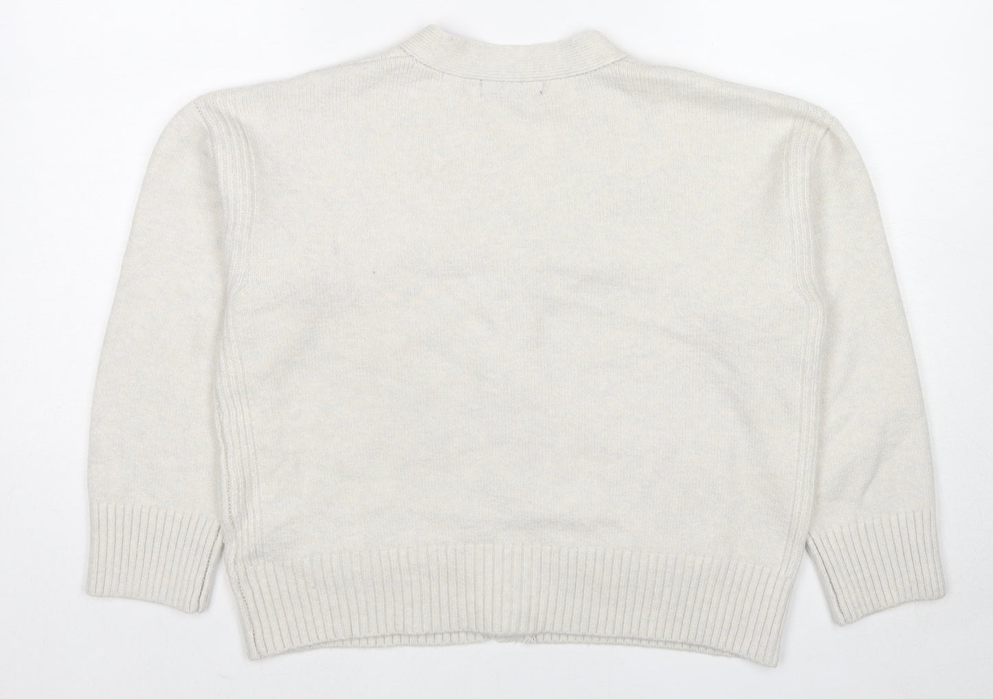 Marks and Spencer Womens Ivory V-Neck Polyester Cardigan Jumper Size XS