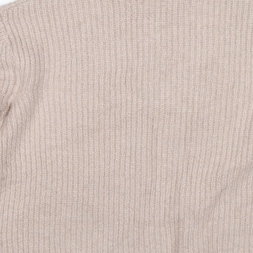 Marks and Spencer Womens Beige High Neck Cotton Pullover Jumper Size M