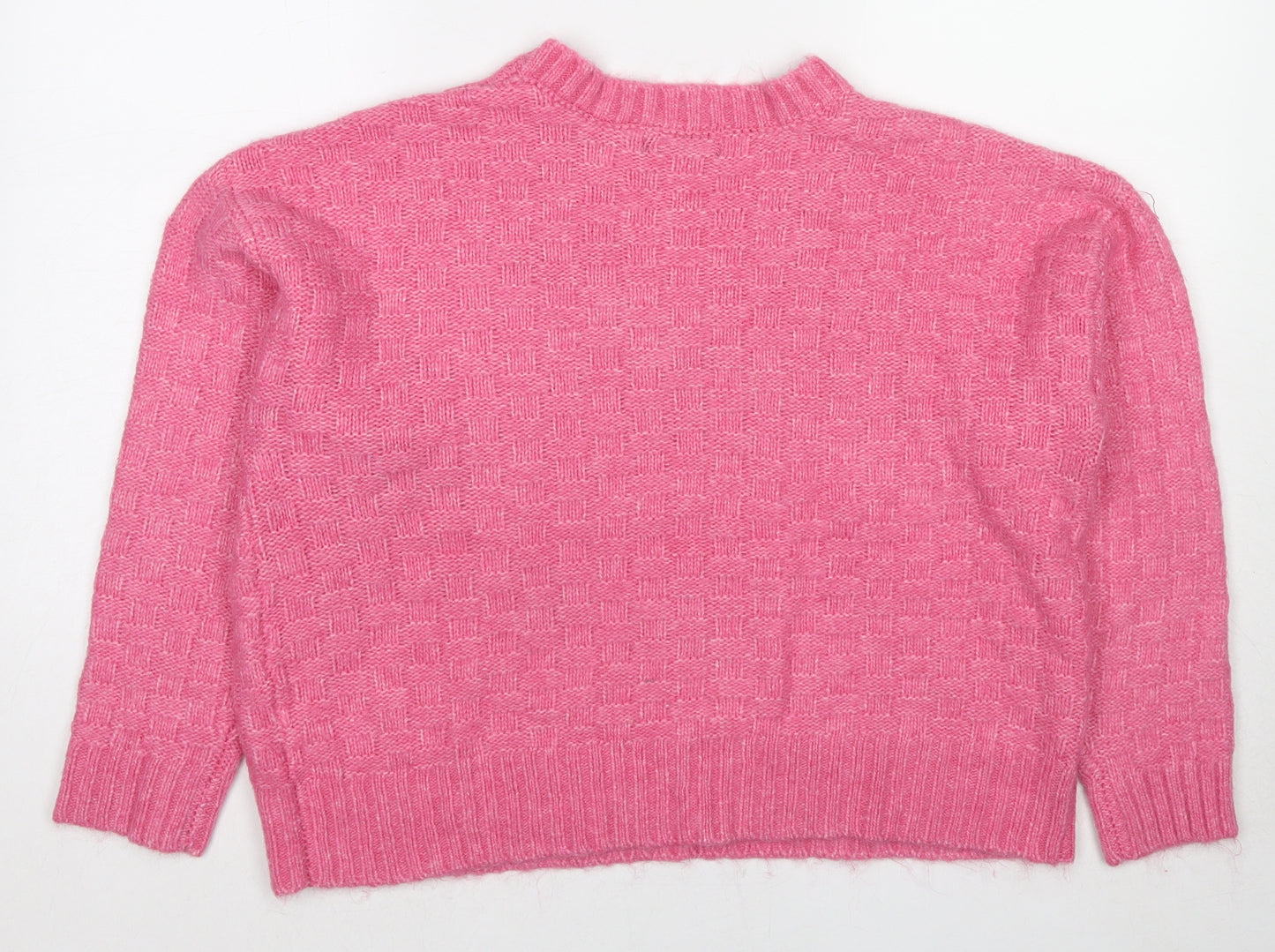 Marks and Spencer Womens Pink V-Neck Acrylic Pullover Jumper Size L