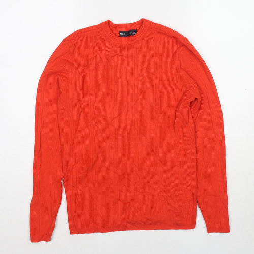 Marks and Spencer Womens Red Round Neck Viscose Pullover Jumper Size 14