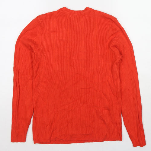 Marks and Spencer Womens Red Round Neck Viscose Pullover Jumper Size 14