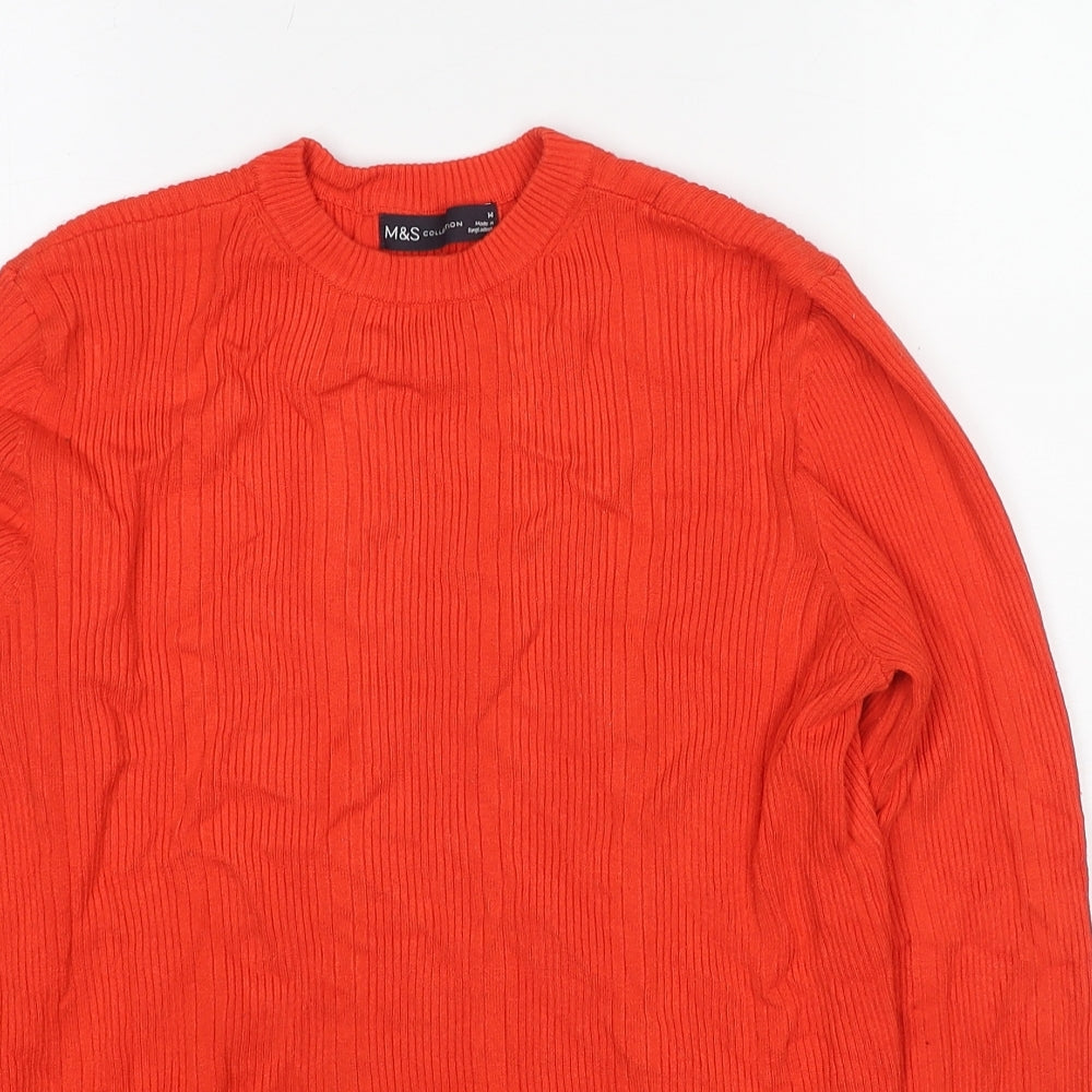 Marks and Spencer Womens Red Round Neck Viscose Pullover Jumper Size 14