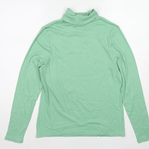 Marks and Spencer Womens Green Roll Neck Cotton Pullover Jumper Size 16