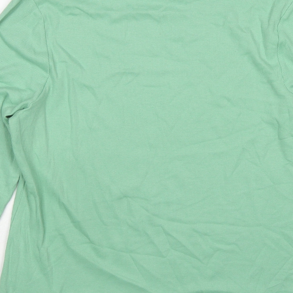 Marks and Spencer Womens Green Roll Neck Cotton Pullover Jumper Size 16