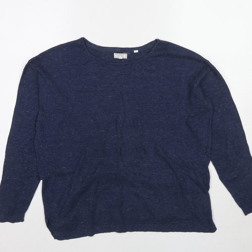Fat Face Womens Blue Round Neck Cotton Pullover Jumper Size 12