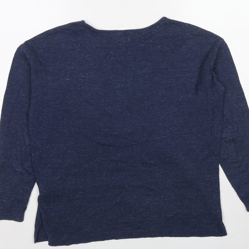 Fat Face Womens Blue Round Neck Cotton Pullover Jumper Size 12