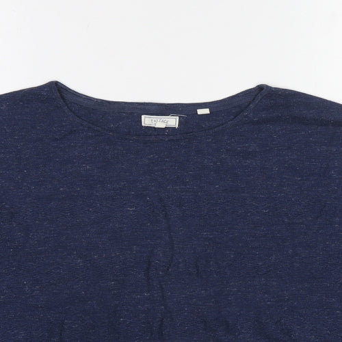 Fat Face Womens Blue Round Neck Cotton Pullover Jumper Size 12
