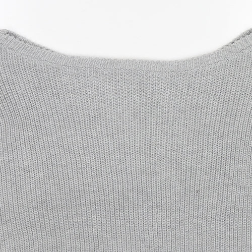 Missguided Womens Grey Boat Neck Polyester Pullover Jumper Size S - Size S-M