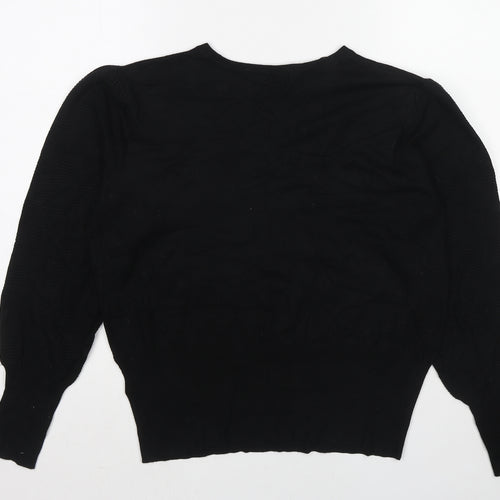 Marks and Spencer Womens Black Round Neck Viscose Pullover Jumper Size L