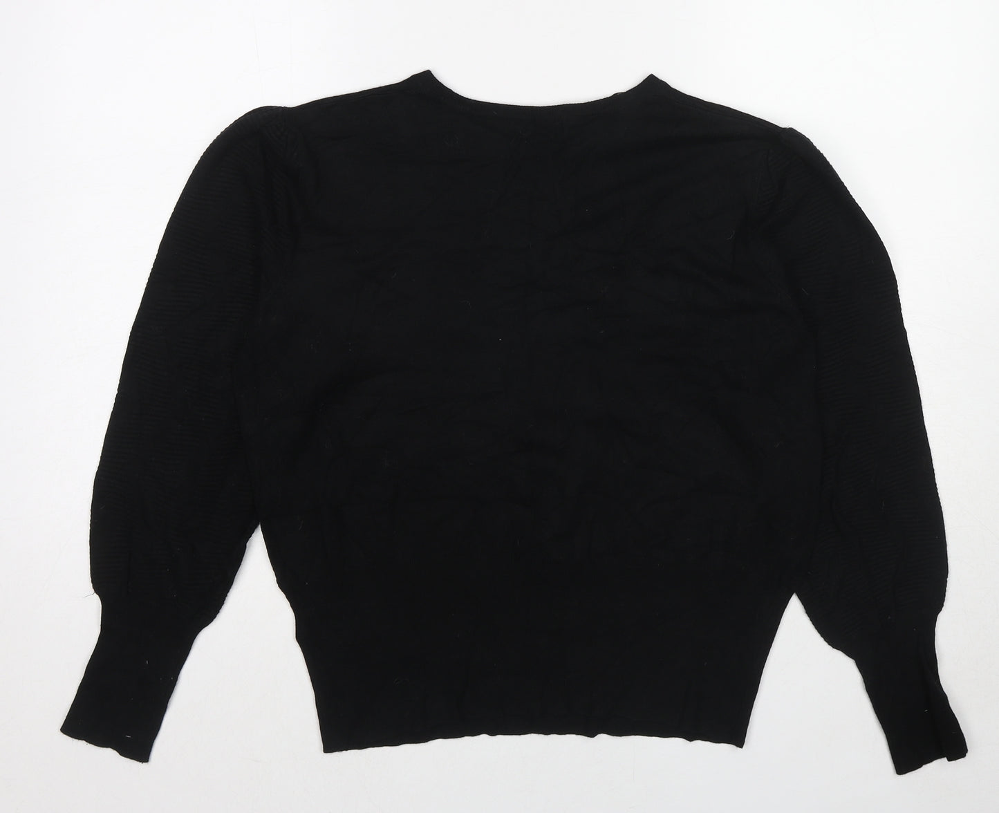 Marks and Spencer Womens Black Round Neck Viscose Pullover Jumper Size L