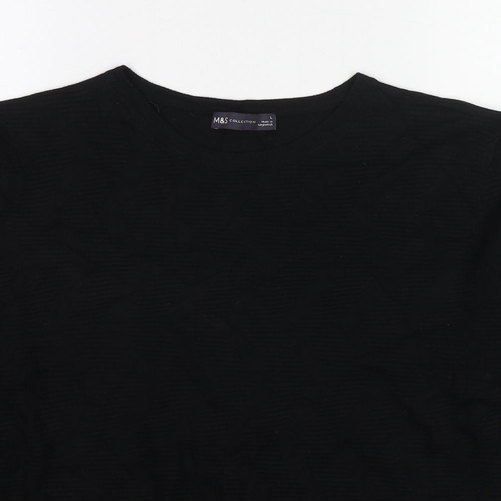 Marks and Spencer Womens Black Round Neck Viscose Pullover Jumper Size L