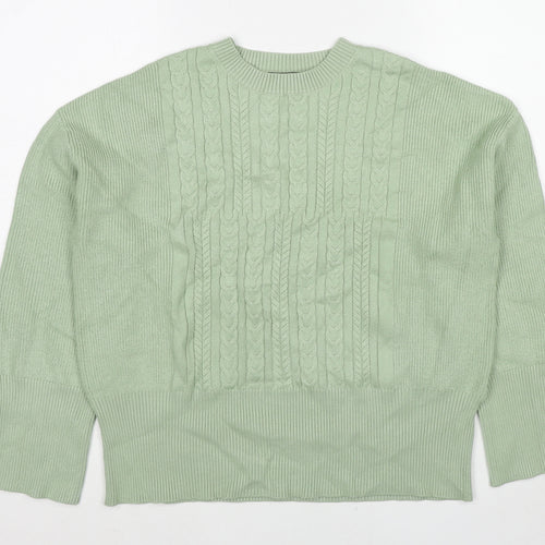Marks and Spencer Womens Green Round Neck Viscose Pullover Jumper Size M