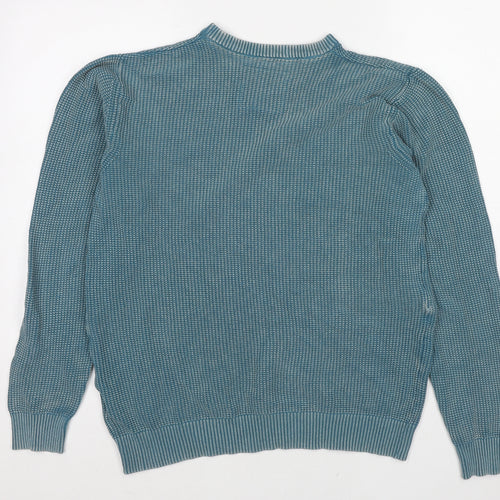Weird Fish Mens Blue Round Neck Cotton Pullover Jumper Size L Long Sleeve