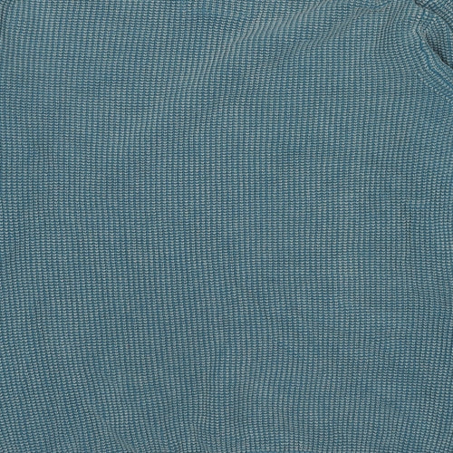 Weird Fish Mens Blue Round Neck Cotton Pullover Jumper Size L Long Sleeve