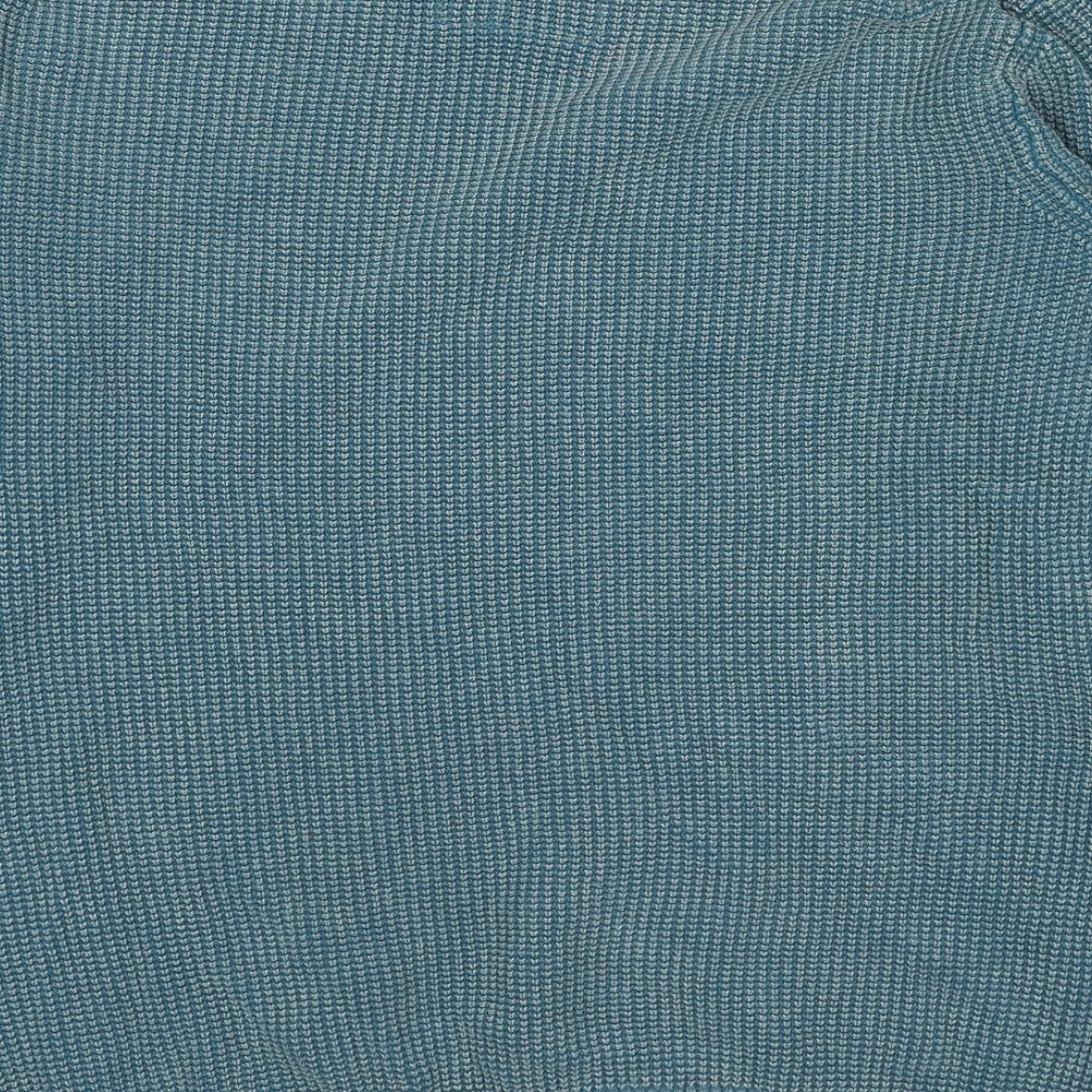 Weird Fish Mens Blue Round Neck Cotton Pullover Jumper Size L Long Sleeve