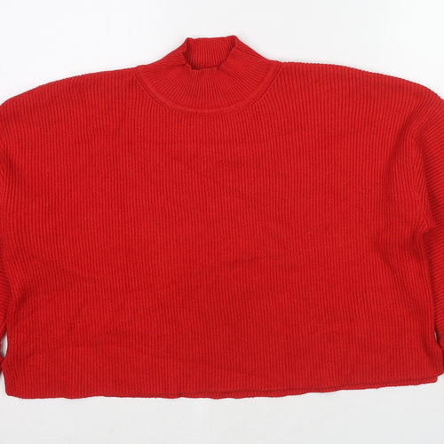 Mango Womens Red High Neck Polyester Pullover Jumper Size M