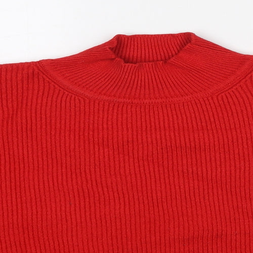 Mango Womens Red High Neck Polyester Pullover Jumper Size M
