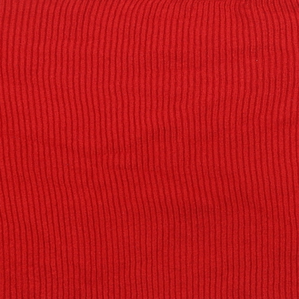 Mango Womens Red High Neck Polyester Pullover Jumper Size M