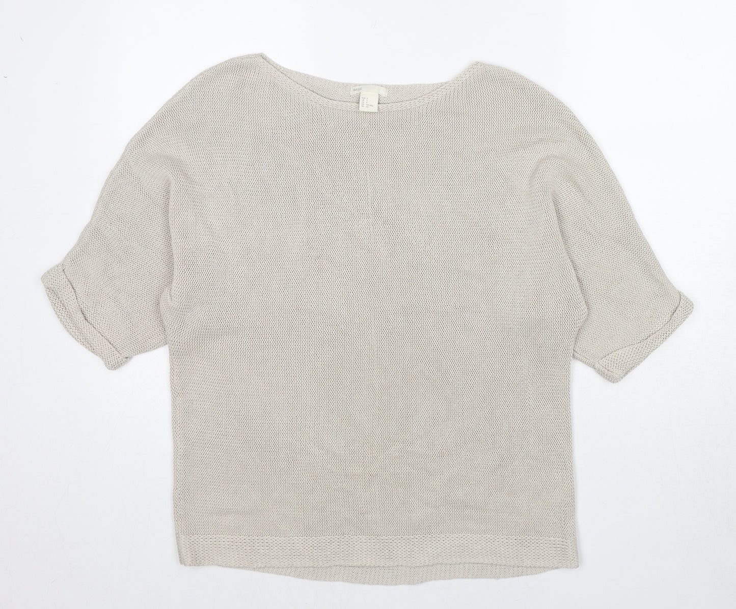 H&M Womens Beige Round Neck Acrylic Pullover Jumper Size S