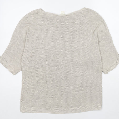 H&M Womens Beige Round Neck Acrylic Pullover Jumper Size S