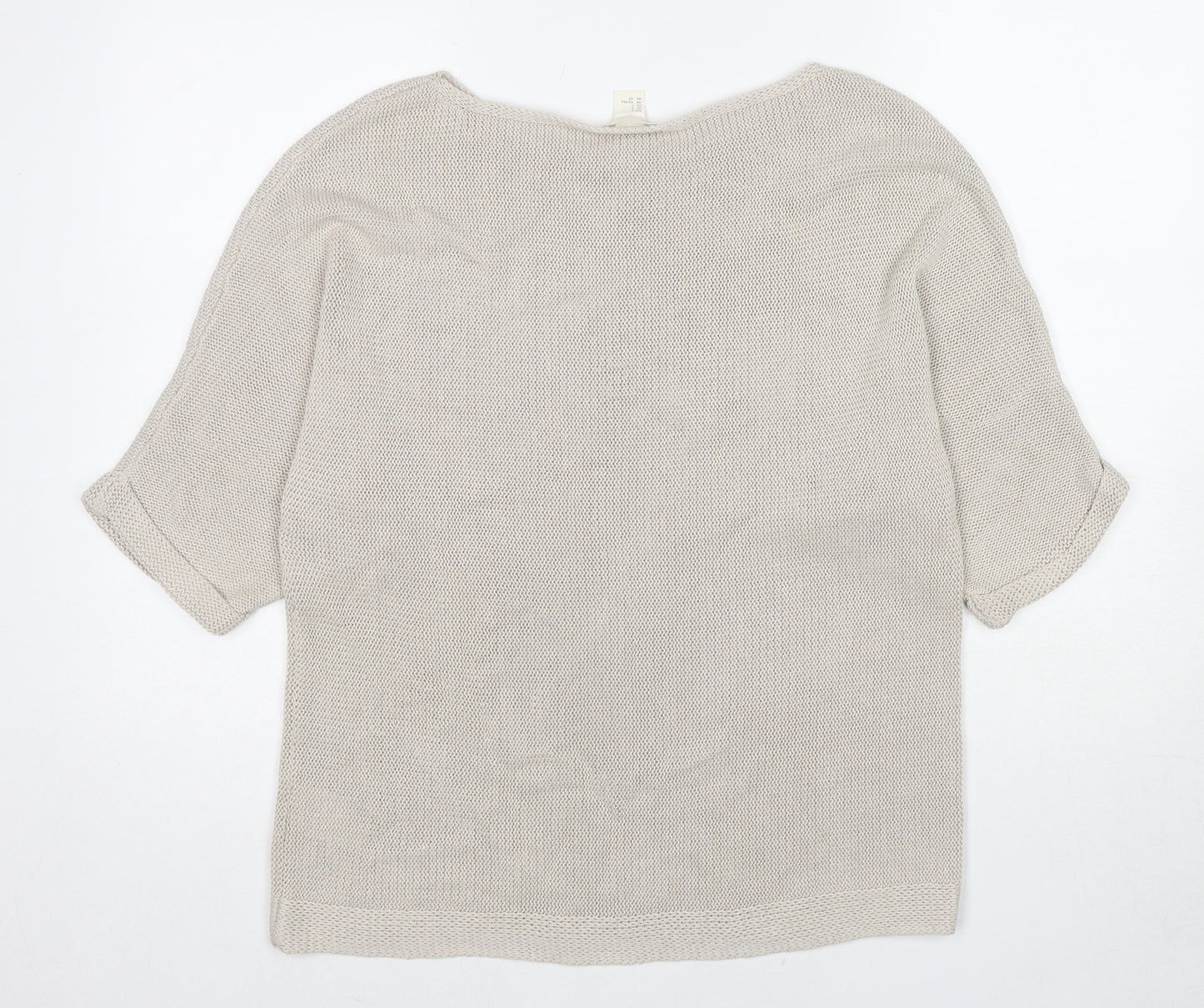 H&M Womens Beige Round Neck Acrylic Pullover Jumper Size S