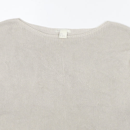 H&M Womens Beige Round Neck Acrylic Pullover Jumper Size S