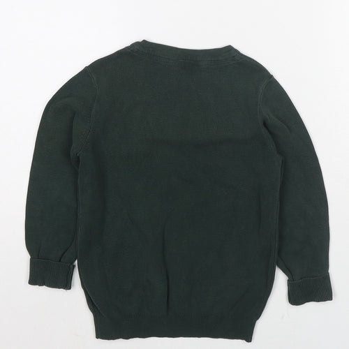 John Lewis Boys Green V-Neck Cotton Pullover Jumper Size 5-6 Years Pullover